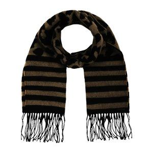 Rebecca Minkoff Leopard Stripe Fringe Scarf